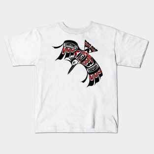 Tlingit style Kingfisher, PNW design Kids T-Shirt